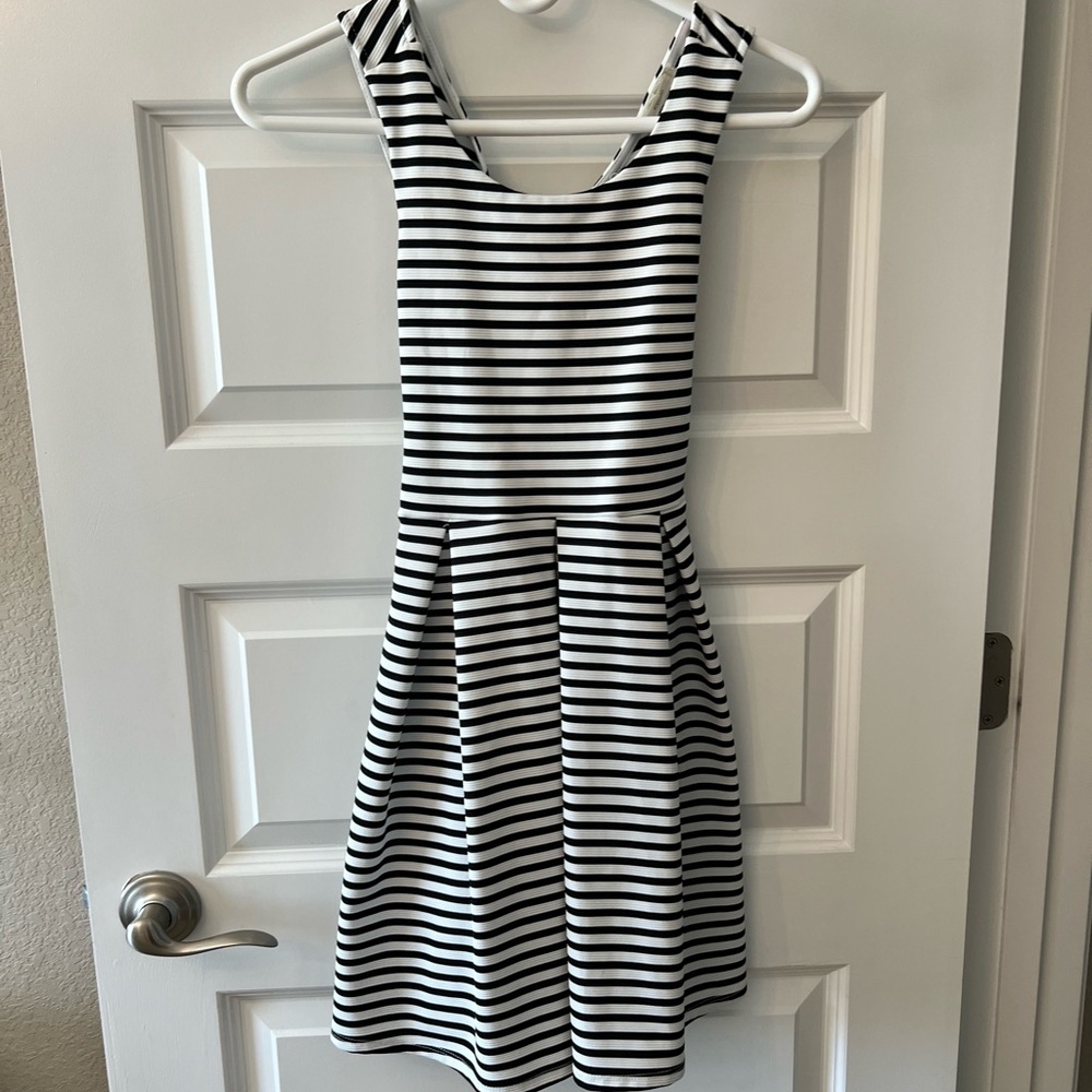 Soprano Black and White Striped Dress